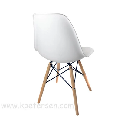 Budget Polypropylene Shell Chair With Wood Frame Rear View