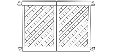 Portable Resin Fencing Two Panel Section Drawing