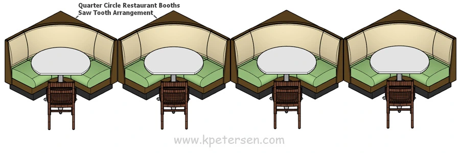 Upholstered Restaurant Saw Tooth Arrangement Drawing