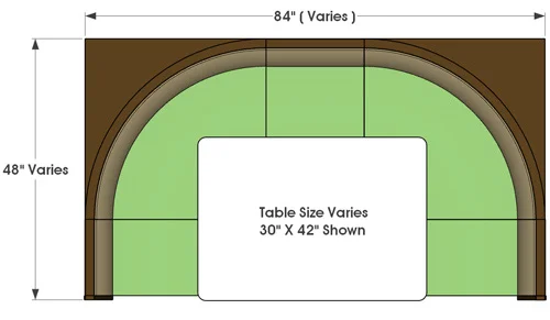 Single and Double Upholstered Restaurant Booth Spacing with Different Size  Table Tops