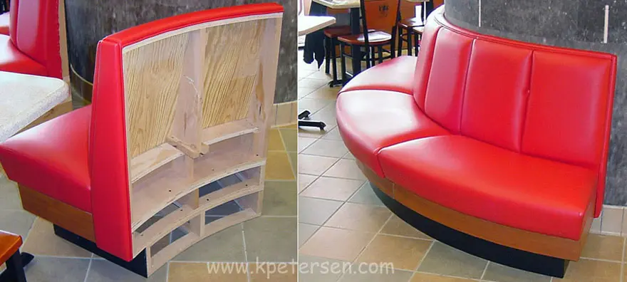Upholstered Restaurant Booth With Unfinished Outside Back