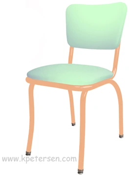 Retro Modern Diner Chair Variation - Green Vinyl Upholstery Spice Steel Chair Frame