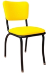 Retro Modern Diner Chair Variation - Yellow Vinyl Upholstery Black Steel Chair Frame