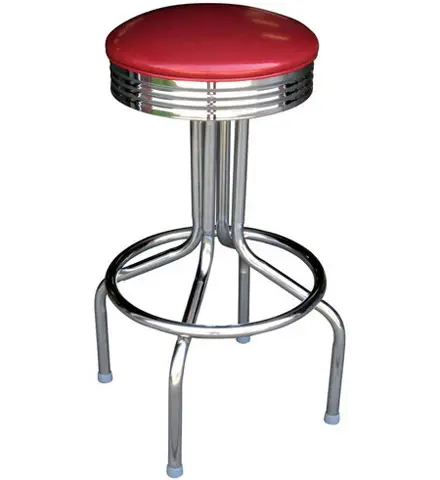 Retro Chrome Bar Stool, All Welded Steel Frame 30 Inch Seat Height