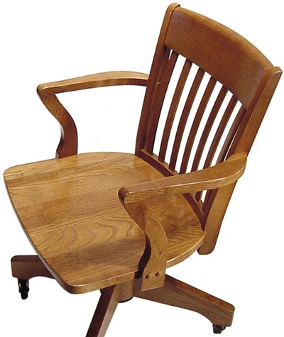 Oak Schoolhouse Swivel Arm Chair - Wood Seat