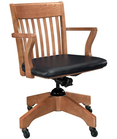 Oak Schoolhouse Swivel Arm Chair - Upholstered