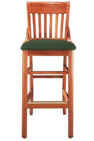 Oak Schoolhouse Style Bar Stool Upholstered Seat