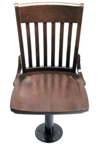 Oak Schoolhouse Bolt Down Swivel Side Chair Overhead Front View