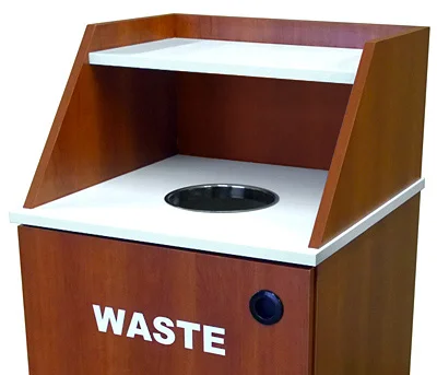 Slant Style Top Drop Waste Receptacle Recycling Cabinet Single Detail