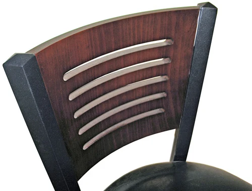 Economy Steel with Wood Slot Back Restaurant Chair Backrest Detail