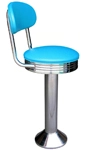 Soda Fountain Stool With Chrome Ring Seat With Back Rest