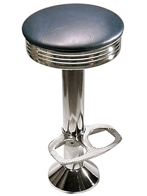 Soda Fountain Counter Stool With Chrome Ring Seat and Footrest