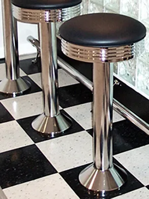 Soda Fountain Counter Stool At Counter With Footrail