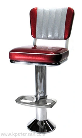 Diner Chair Style Soda Fountain Counter Stool With 2 Inch Thick Seat and Cast Aluminum Footrest Front View