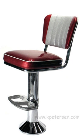 Diner Chair Style Soda Fountain Counter Stool With 2 Inch Thick Seat and Cast Aluminum Footrest Side View