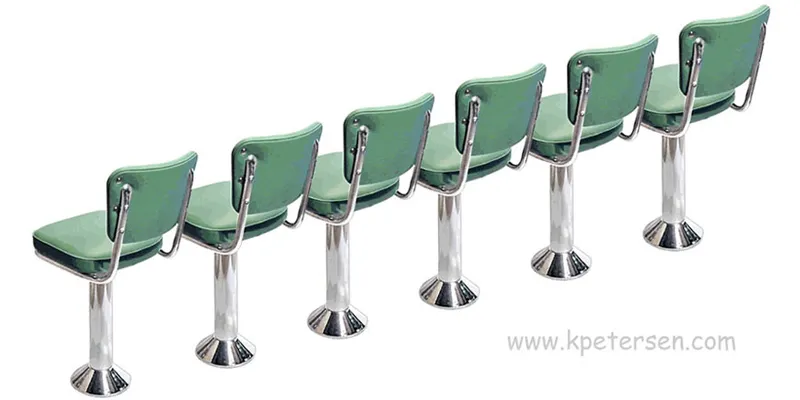 Diner Chair Style Bolt Down Soda Fountain Stools Line Up