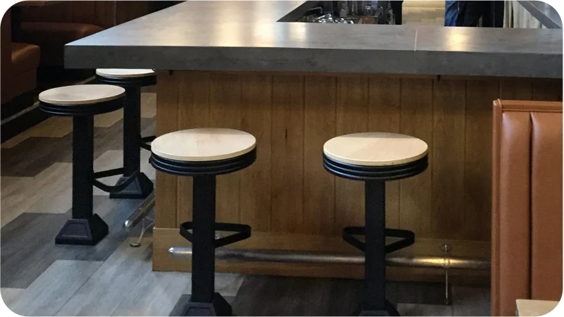 Western Style Drug Store Soda Fountain Counter Stools with Solid Oak Seats Installation