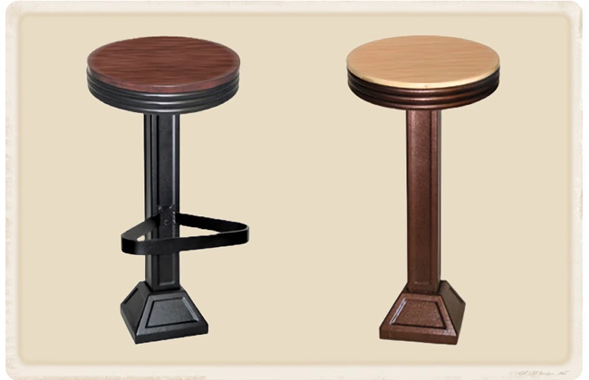 Western Style Drug Store Soda Fountain Counter Stools with Wood Seats