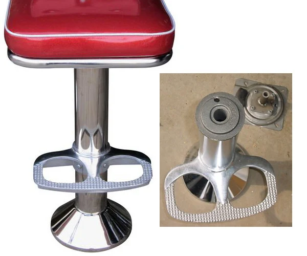 Soda Fountain Counter Stool Cast Aluminum Footrest Detail Views