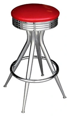 Retro Chrome Sputnik Bar Stool All Welded Frame Better Dead Than Red Vinyl Upholstery