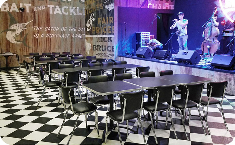 Stacking Round Tube Chrome Diner Chairs Installation