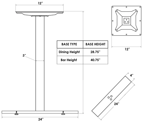 Stainless Steel End Base Dimensions