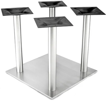 Large Square Stainless Steel Table Base with Four Stainless Steel Columns