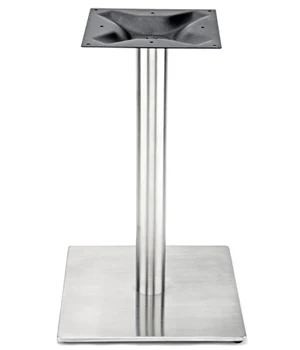 Square Stainless Steel Table Base with Round Stainless Steel Column