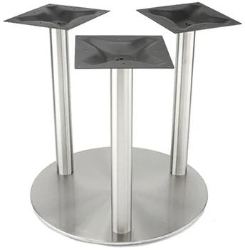 Large Stainless Steel Table Base with Three Stainless Steel Columns