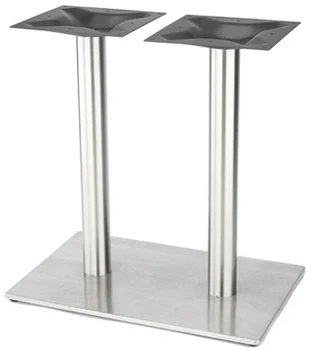 Rectangular Stainless Steel Table Base with Two Round Stainless Steel Columns