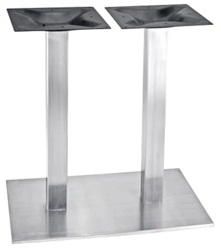 Rectangular Stainless Steel Table Base with Two Square Stainless Steel Columns