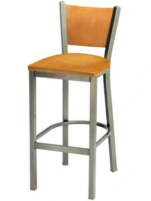 Steel Bar Stool with Wood Backrest and Wood Seat