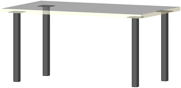 Steel Table Legs 2 Inch Square with Transparent Table Top