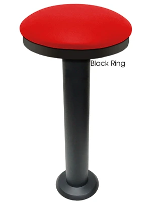 Studio Button Top Floor Mounted Stool 32 Inches High, Black Ring