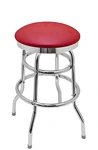 Studio Upholstered Button Top Chrome Bar Stool Red