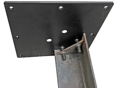 Angle Iron Industrial Table Leg Top Plate Detail