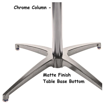 Chrome and Matte Aluminum Slip Together Table Base Bottom Detail