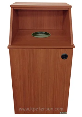 Economy Top Drop Waste Receptacle with Tray Shelf Front View