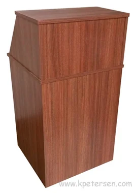 Economy Top Drop Waste Receptacle with Tray Shelf Rear View