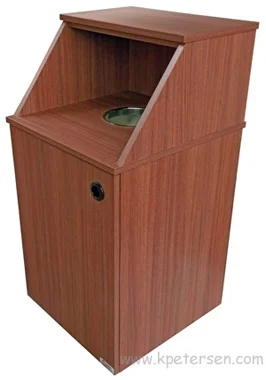 Economy Top Drop Waste Receptacle with Tray Shelf Side View