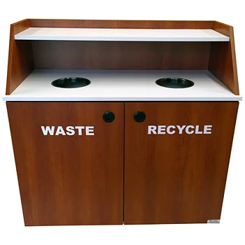 Double Top Drop Waste Receptacle Recycle Cabinet