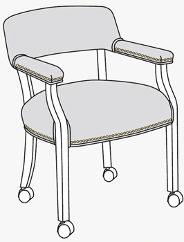 Upholstered Guest Armchair With Trim Nails And Casters