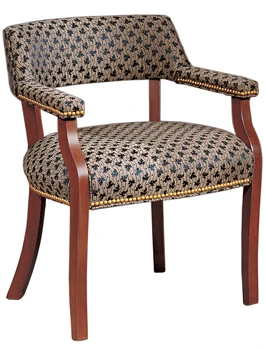 Upholstered Guest Armchair With Trim Nails Perspective View