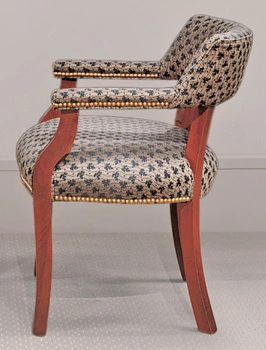 Upholstered Guest Armchair With Trim Nails Side View