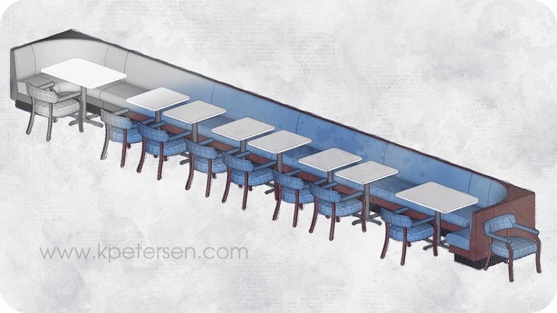 Upholstered Guest Armchairs Restaurant Installation Drawing