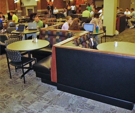 Upholstered Restaurant Booths Installation - Zig Zag Layout Collaborate