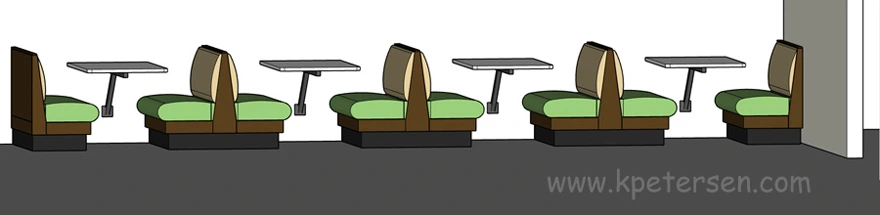 Wall Mounted Cantilever Table Supports With Booths Drawing