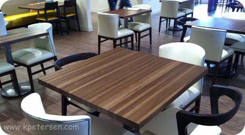 Solid Walnut Restaurant Tables Installation