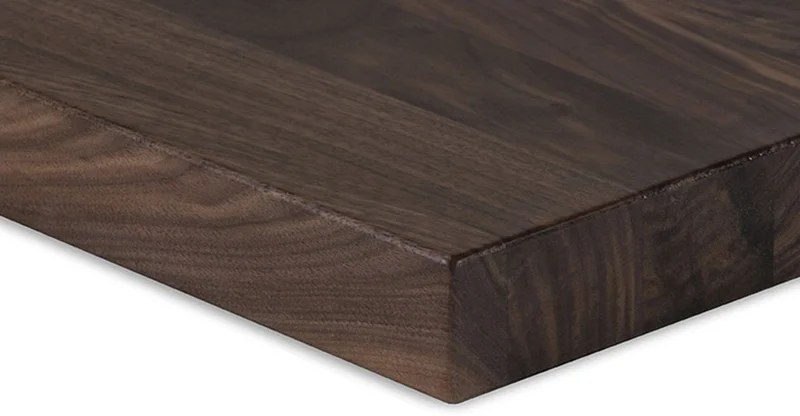 Solid Mixed Plank Walnut Restaurant Table Corner Detail