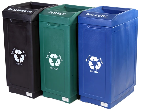 Budget Indoor & Outdoor Molded Plastic Waste Recycling Bins Group View